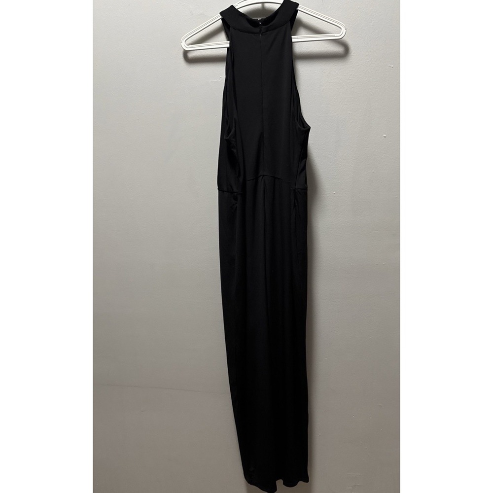 Venus Dress Maxi Woman's Large Black Halter Sleeveless Wrap Open Front Lined - Picture 9 of 11